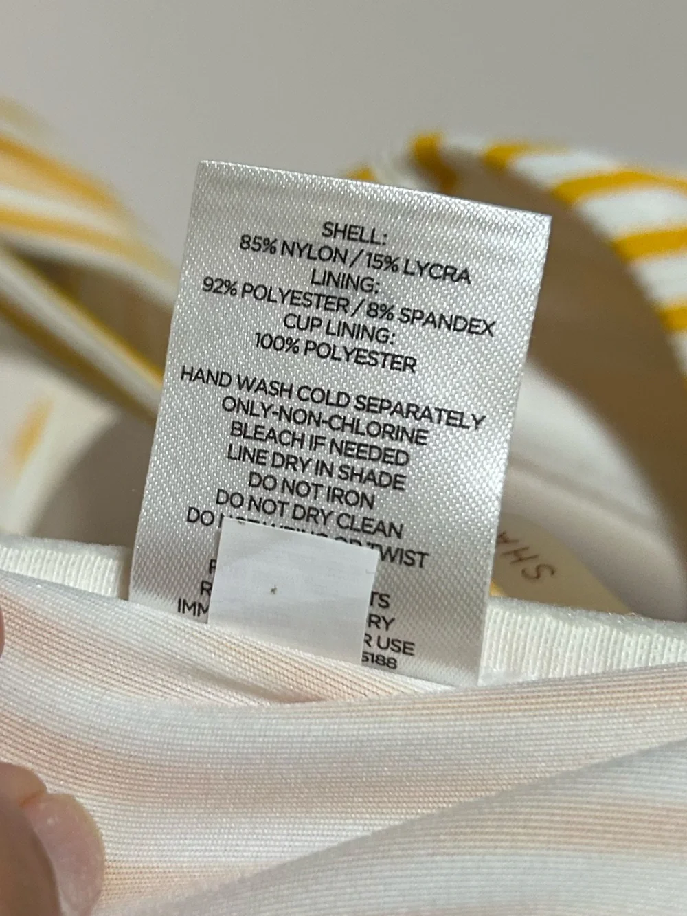 Striped Yellow & White Bikini Top Size 38D - Picture 7 of 9